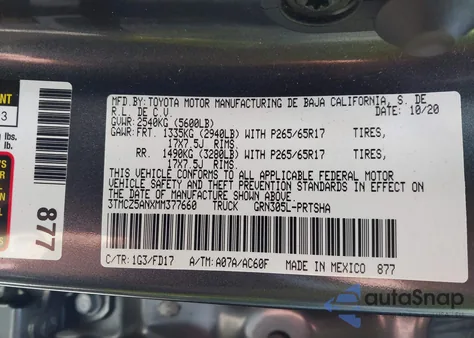 2021 Toyota Tacoma Trd Sport z USA, uszkodzony, nr VIN 3TMCZ5ANXMM377660